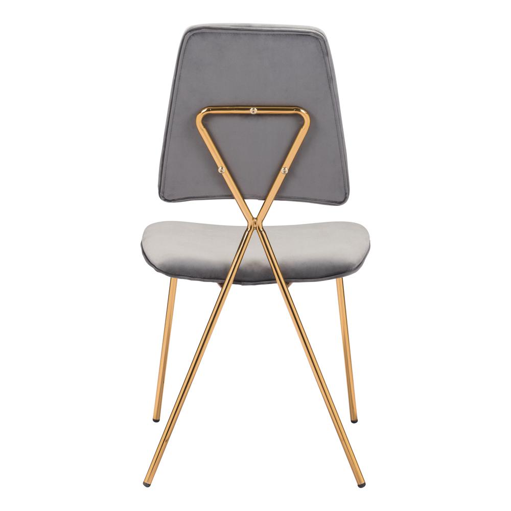 Chloe Dining Chair (Set of 2) Gray & Gold. Picture 5
