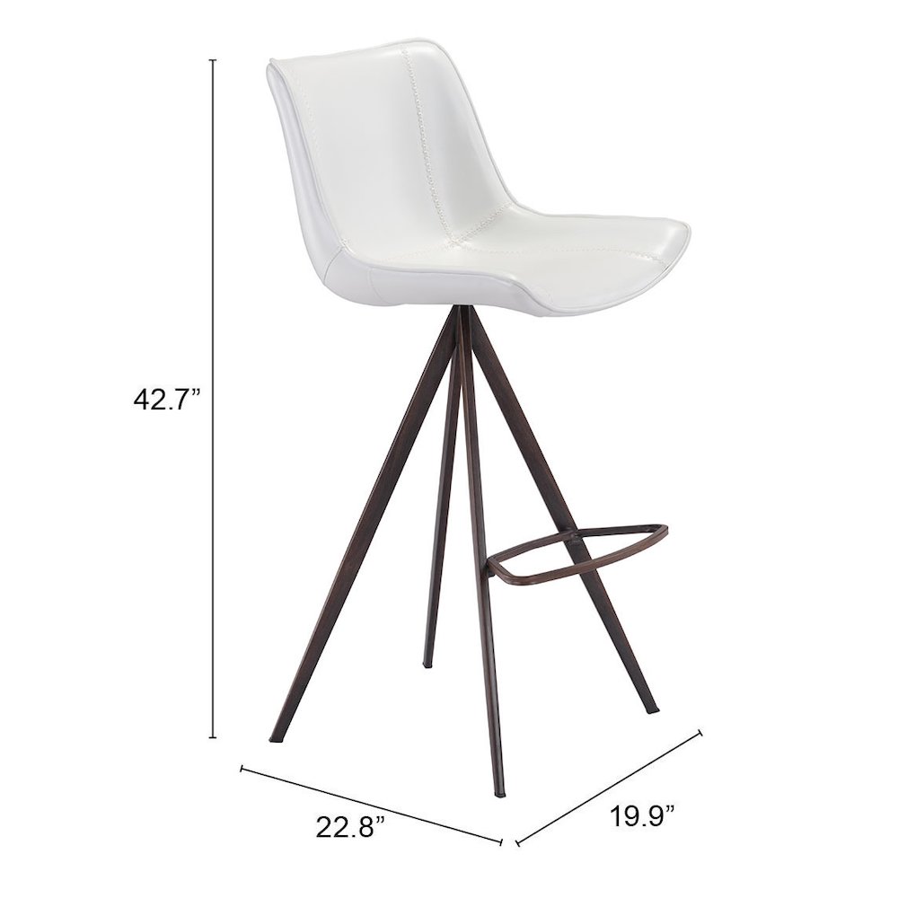 Aki Barstool (Set of 2) White & Walnut. Picture 9