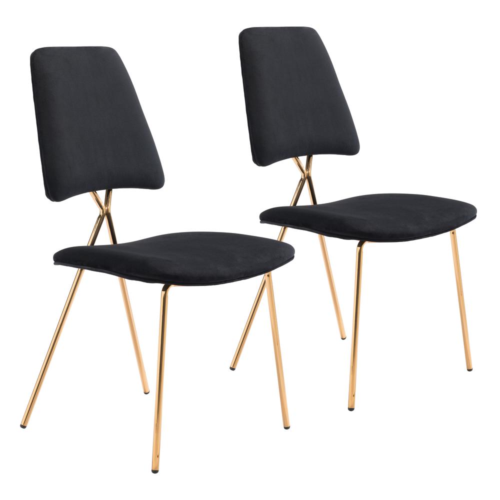 Chloe Dining Chair (Set of 2) Black & Gold. Picture 1