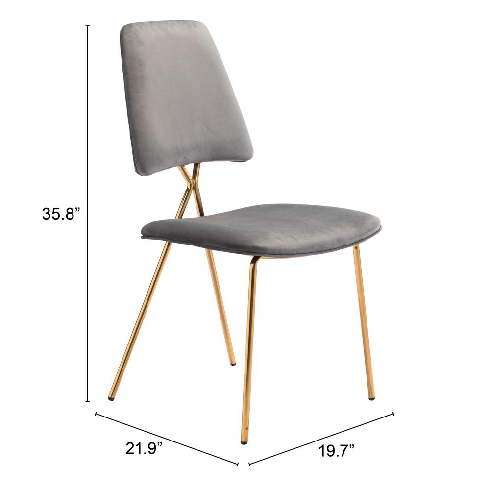 Chloe Dining Chair (Set of 2) Gray & Gold. Picture 9