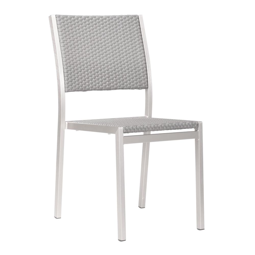 Dining Armless Chair, Brushed Aluminum. Picture 1