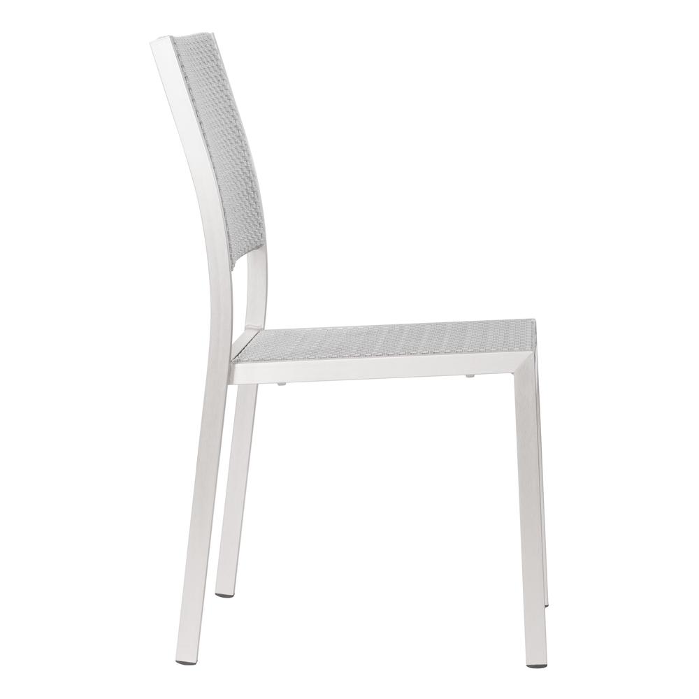 Dining Armless Chair, Brushed Aluminum. Picture 2