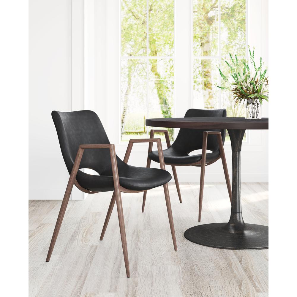 Desi Dining Chair (Set of 2) Black & Walnut. Picture 7