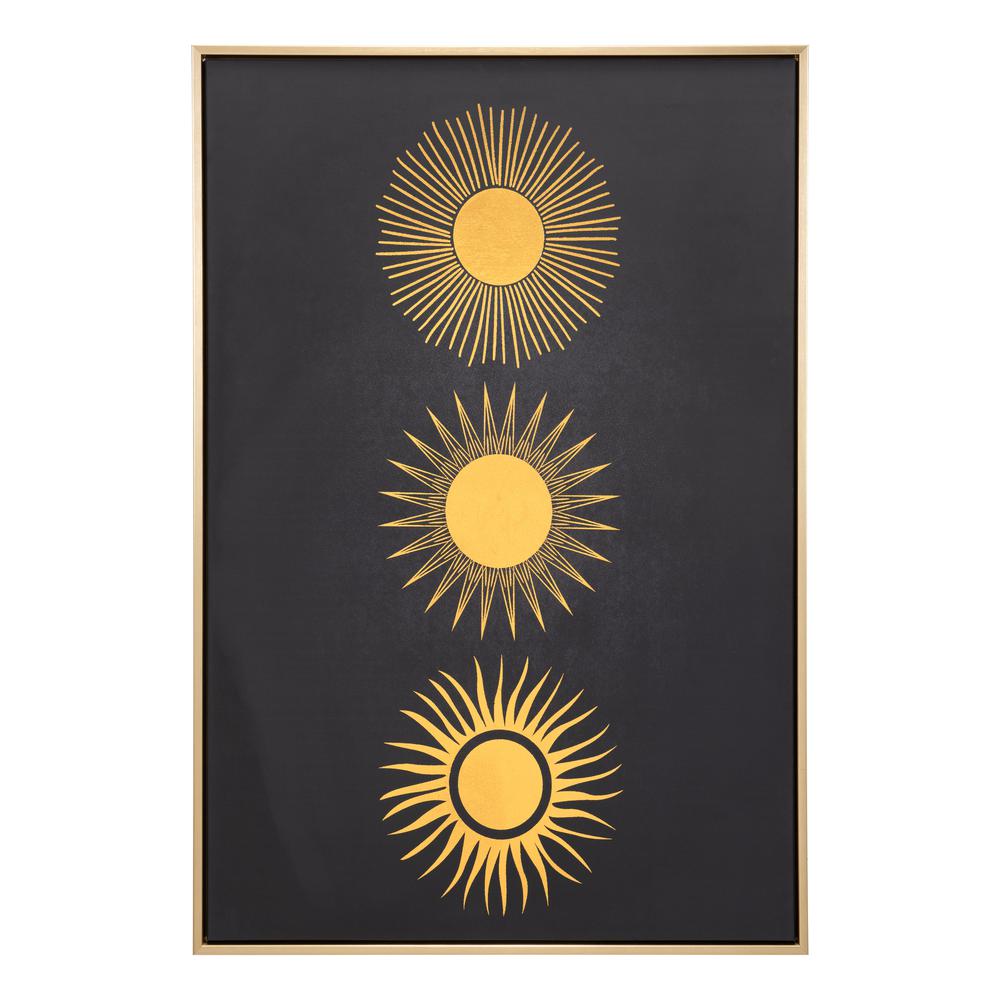Three Suns Canvas Wall Art Gold & Black. Picture 2