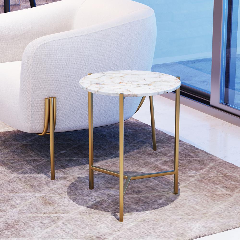 Haru Side Table White & Gold. Picture 8