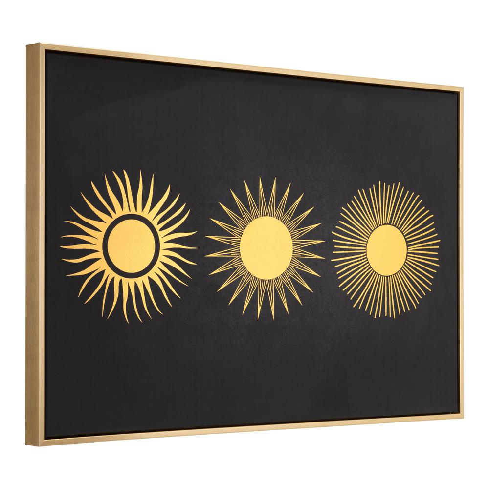 Three Suns Canvas Wall Art Gold & Black. Picture 4