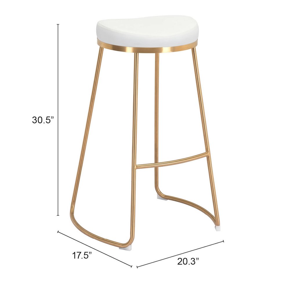 Bree Barstool (Set of 2) White & Gold. Picture 10