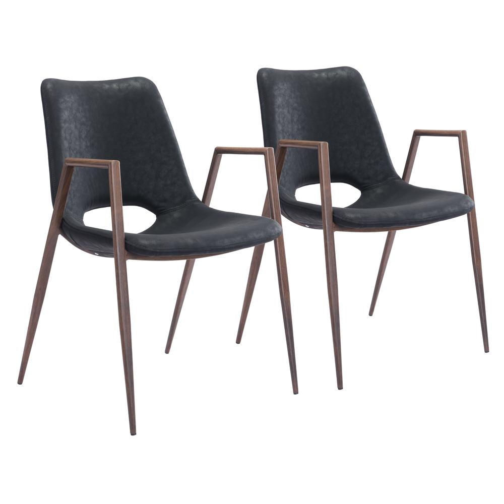 Desi Dining Chair (Set of 2) Black & Walnut. Picture 1