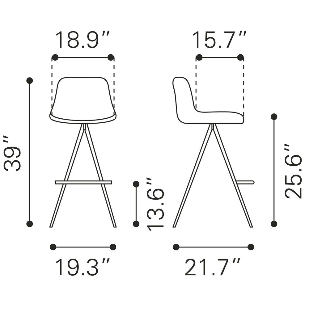 Aki Counter Chair (Set of 2) White & Black. Picture 9