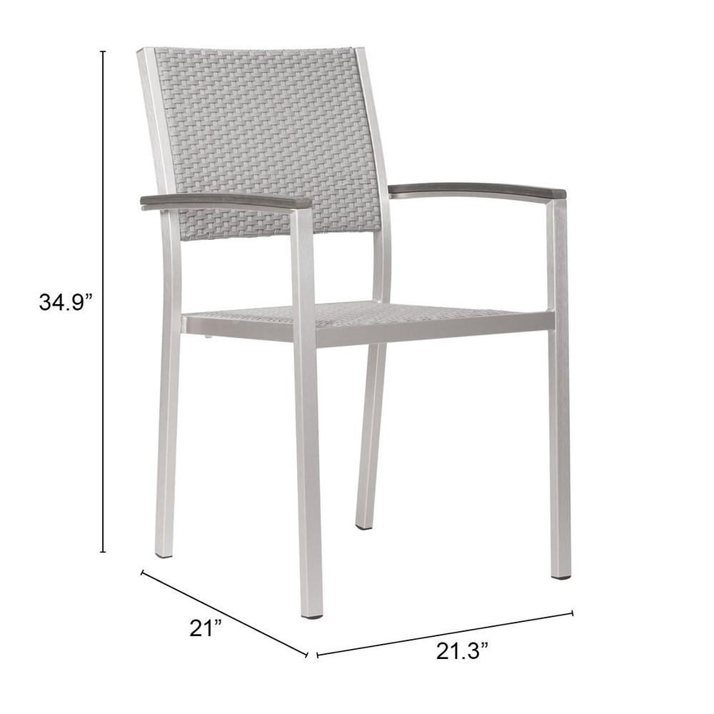 Metropolitan Dining Arm Chair (Set of 2) Gray & Silver. Picture 8