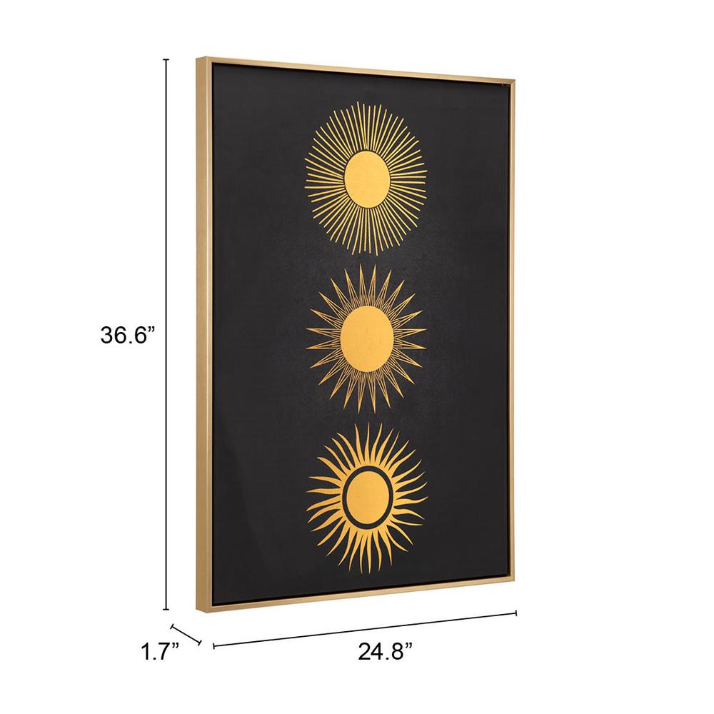 Three Suns Canvas Wall Art Gold & Black. Picture 6