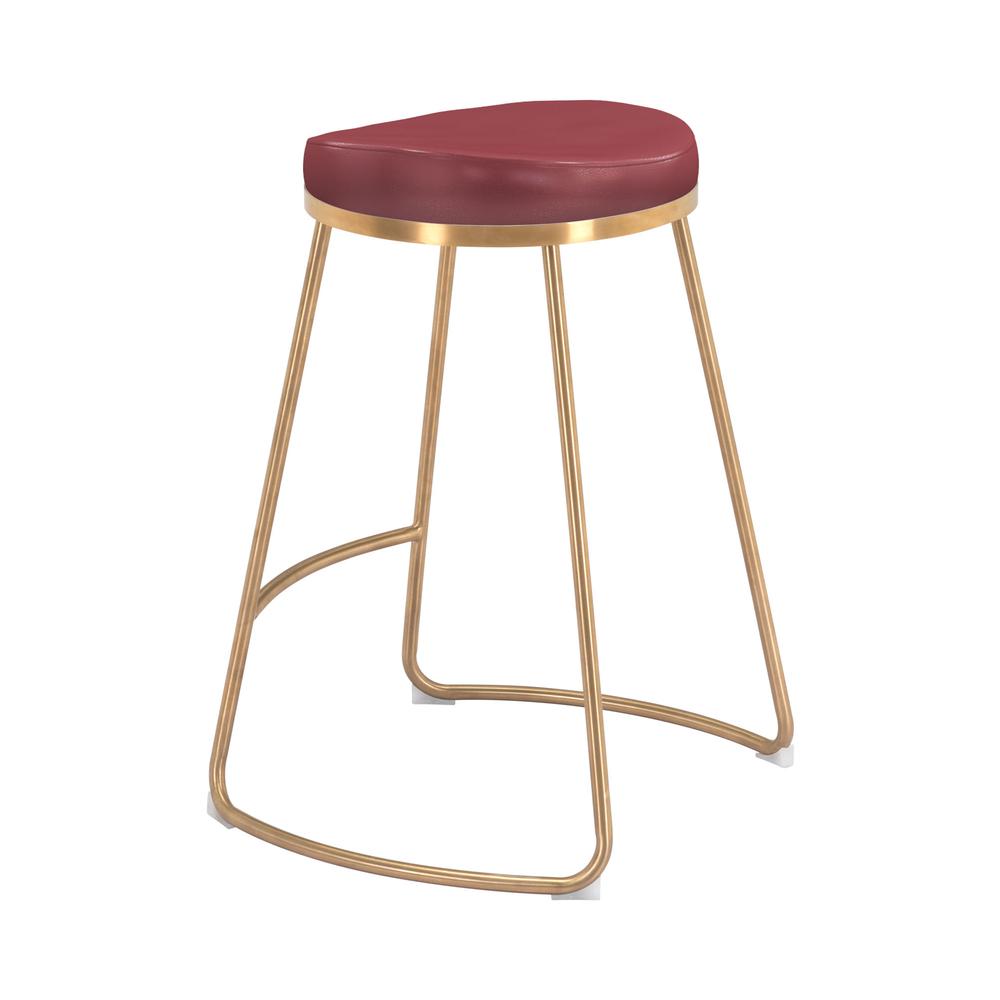 Bree Counter Stool (Set of 2) Burgundy & Gold. Picture 6