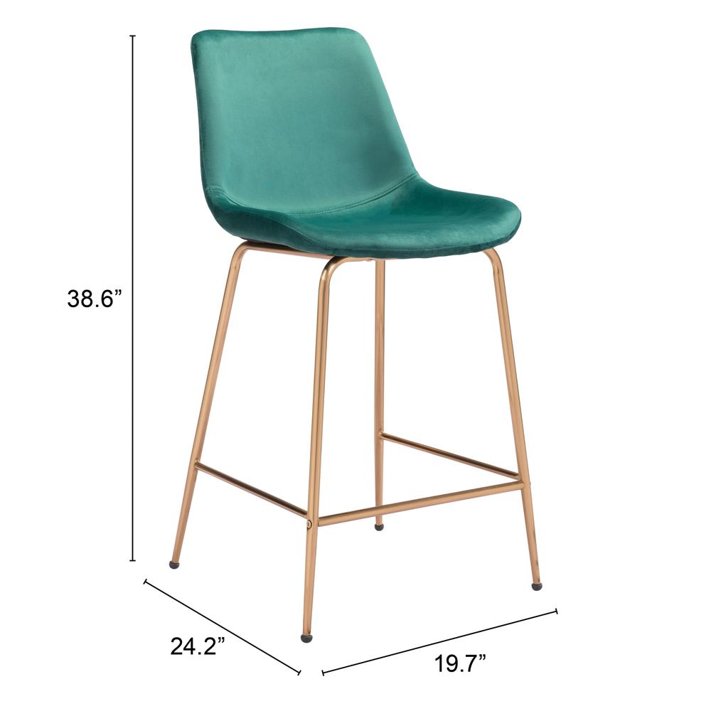 Tony Counter Stool Green & Gold. Picture 8