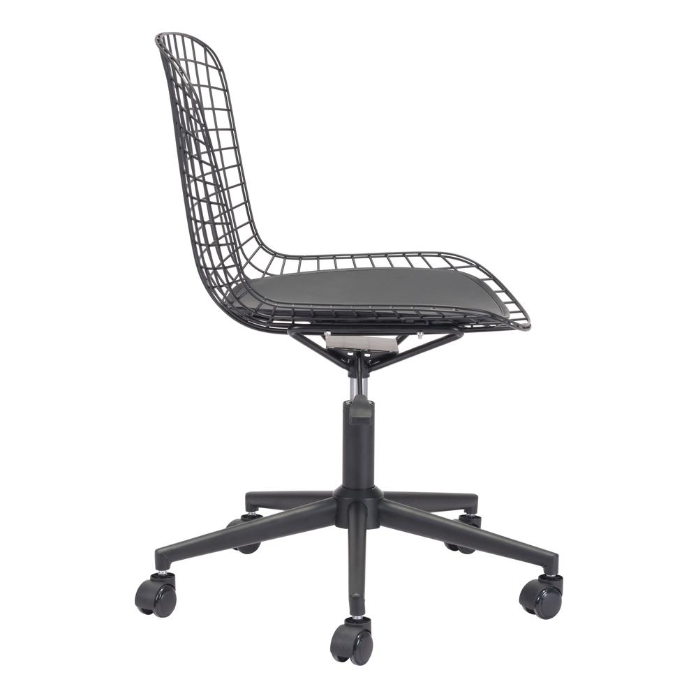 Wire Office Chair Black & Black Cushion. Picture 2