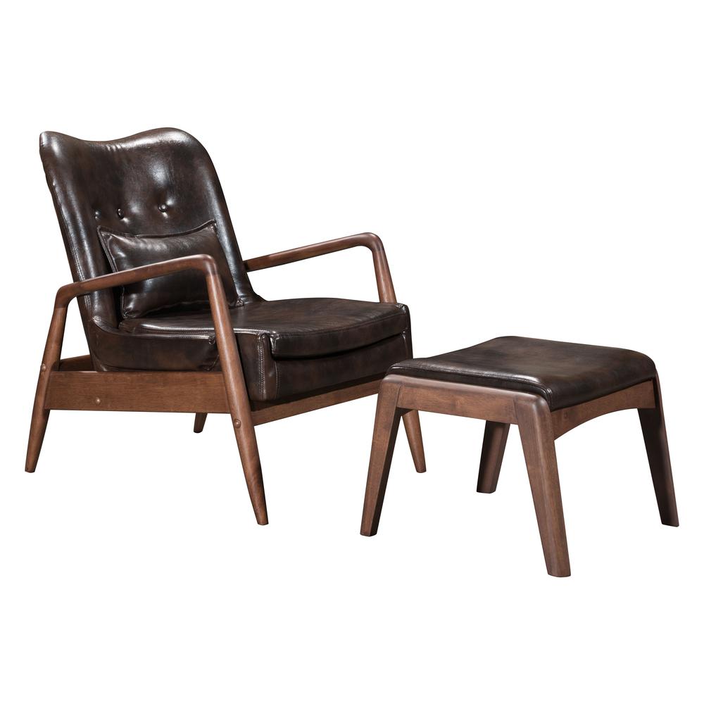 Bully Lounge Chair & Ottoman Brown. Picture 1