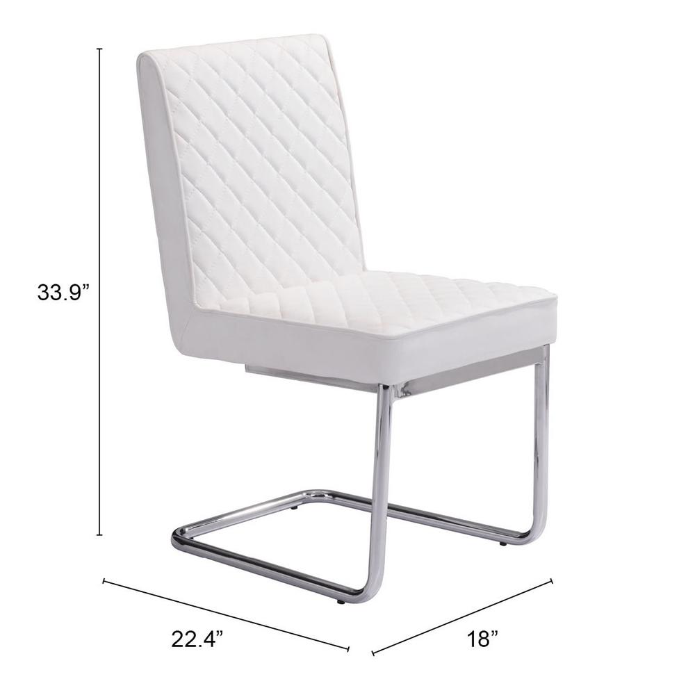 Quilt Armless Dining Chair (Set of 2) White. Picture 8