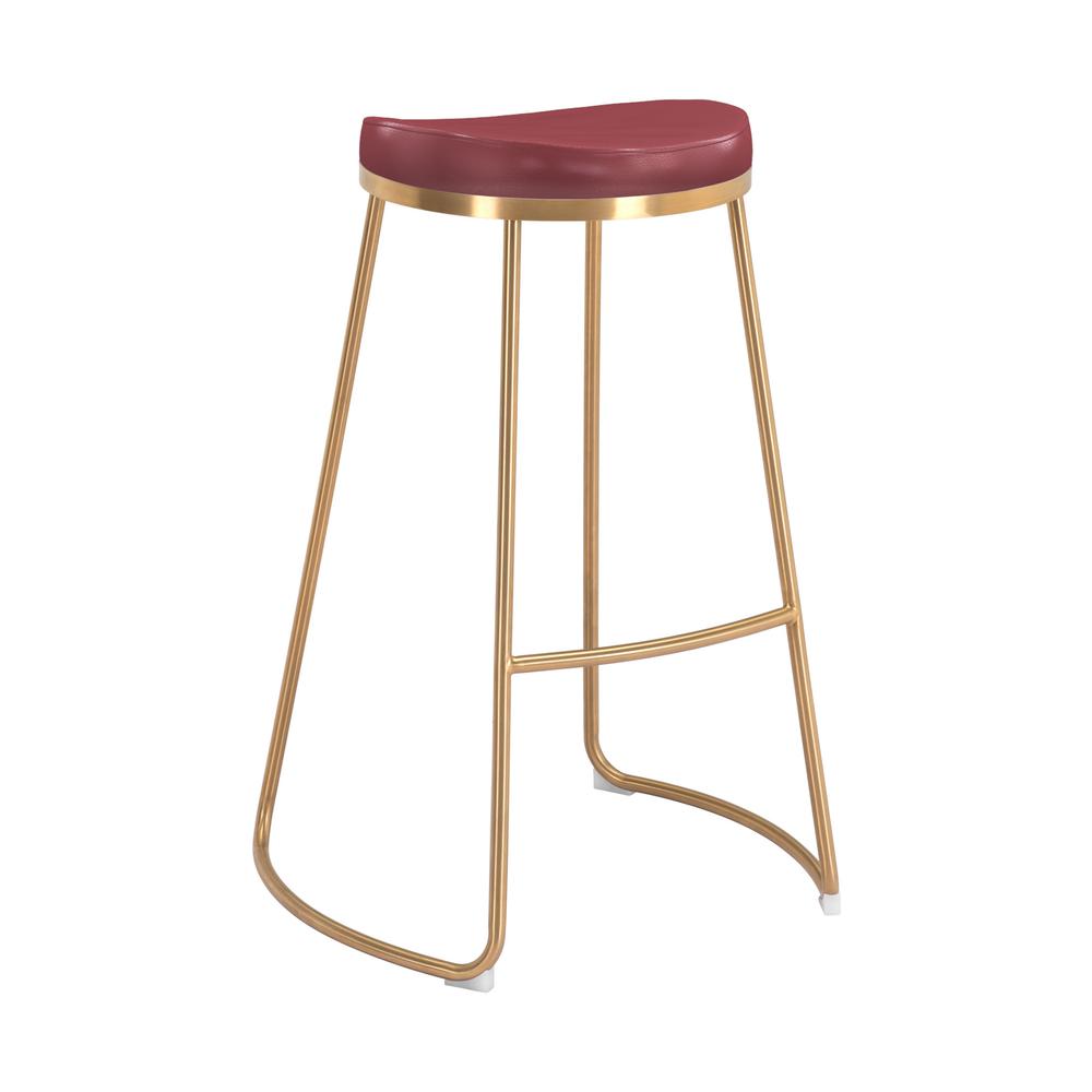 Bree Barstool (Set of 2) Burgundy & Gold. Picture 2