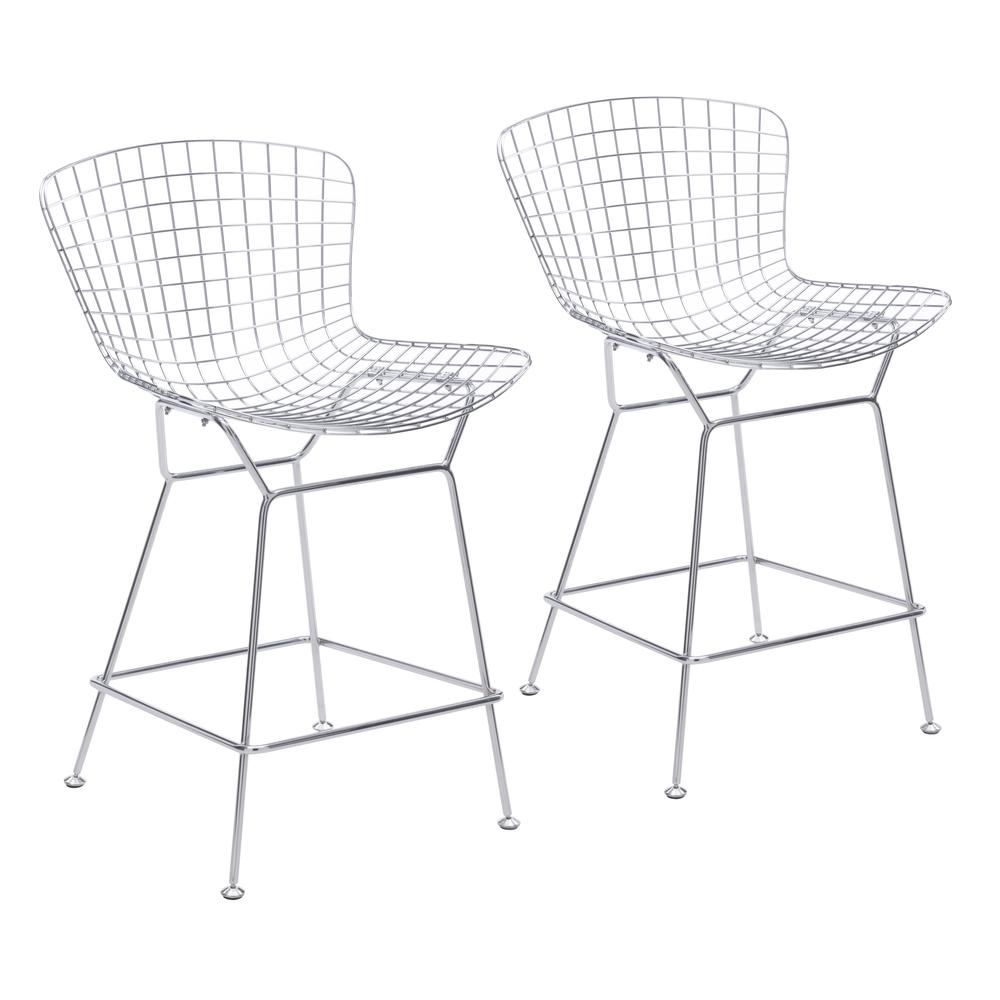Wire Counter Chair (Set of 2) Chrome. The main picture.