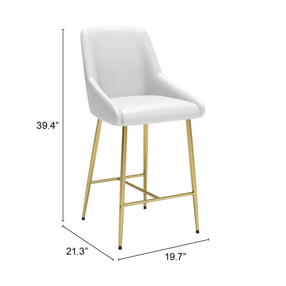 Madelaine Counter Stool White & Gold. Picture 7