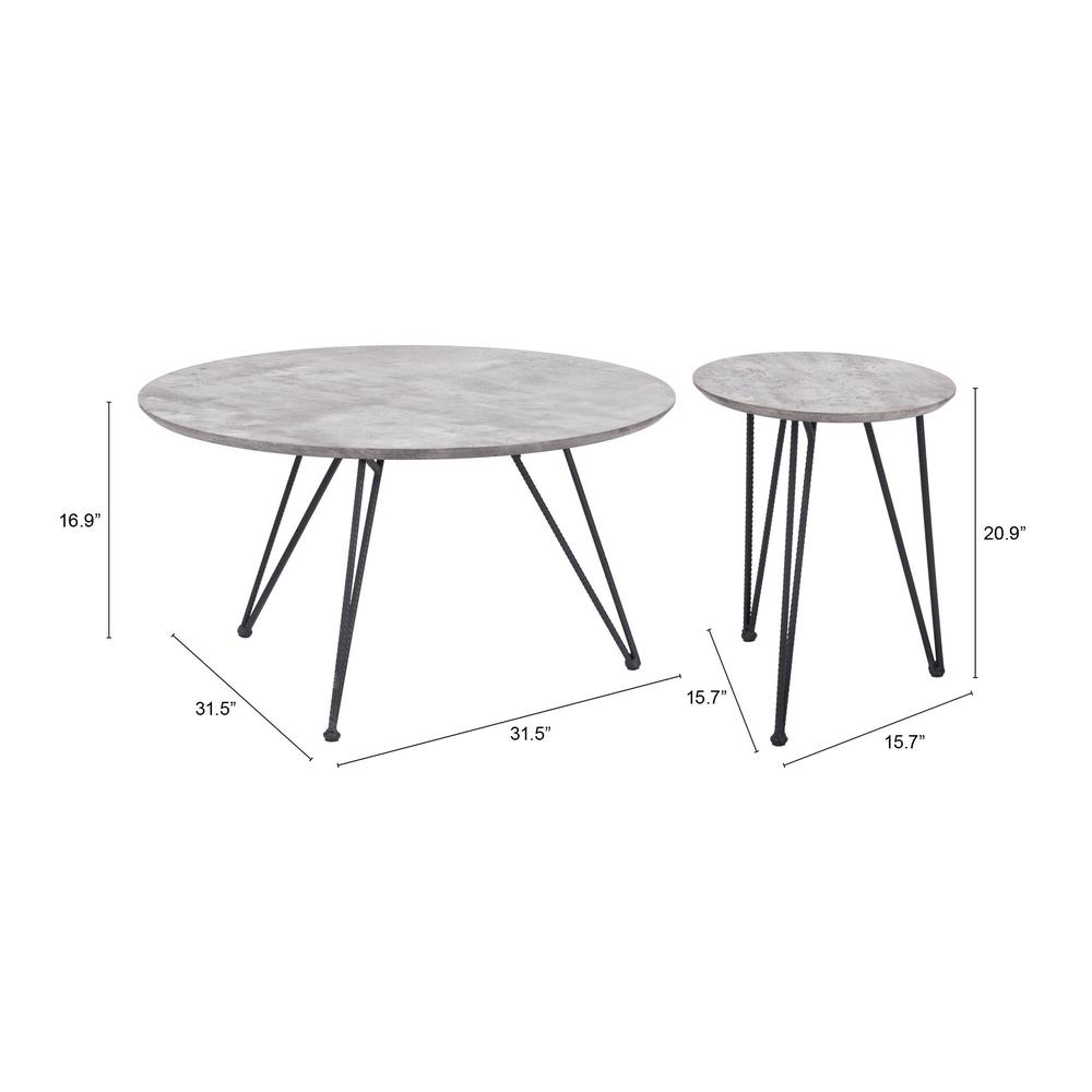 Kerris Coffee Table Set (2-Piece) Gray & Black. Picture 6