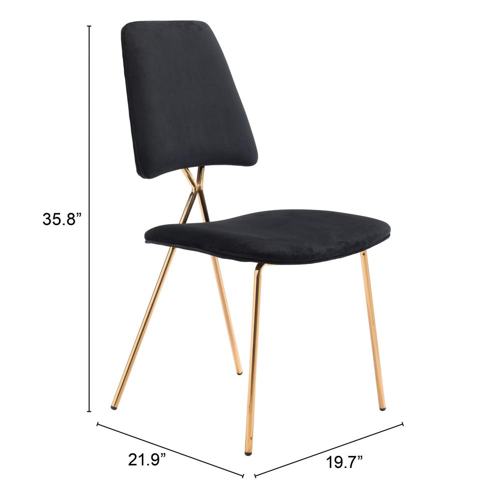 Chloe Dining Chair (Set of 2) Black & Gold. Picture 9