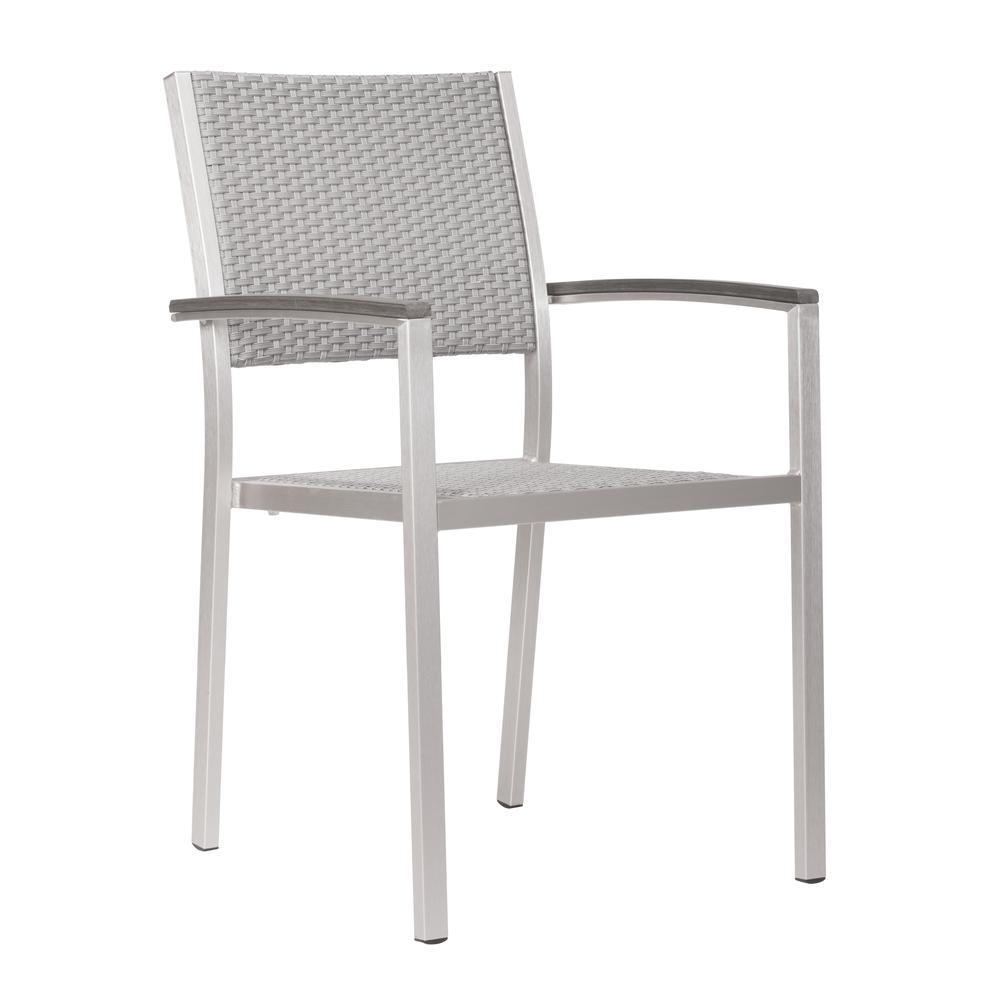 Metropolitan Dining Arm Chair (Set of 2) Gray & Silver. Picture 2