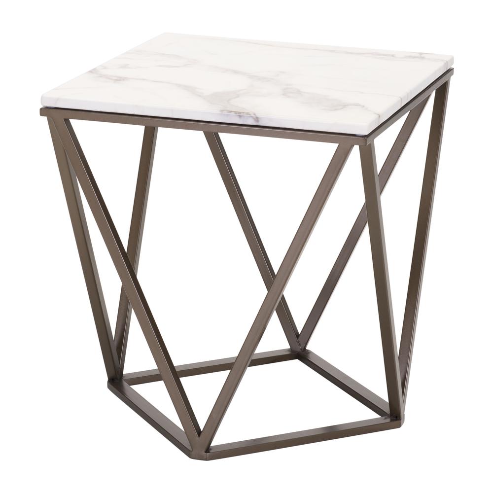 Tintern End Table White & Antique Bronze. Picture 1
