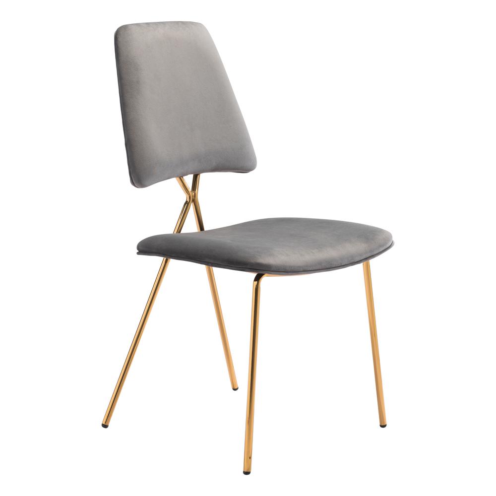 Chloe Dining Chair (Set of 2) Gray & Gold. Picture 2