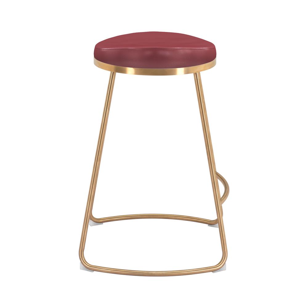Bree Counter Stool (Set of 2) Burgundy & Gold. Picture 3