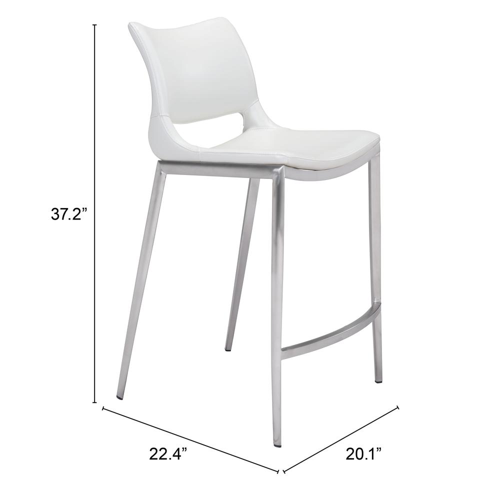 Ace Counter Stool (Set of 2) White & Silver. Picture 8