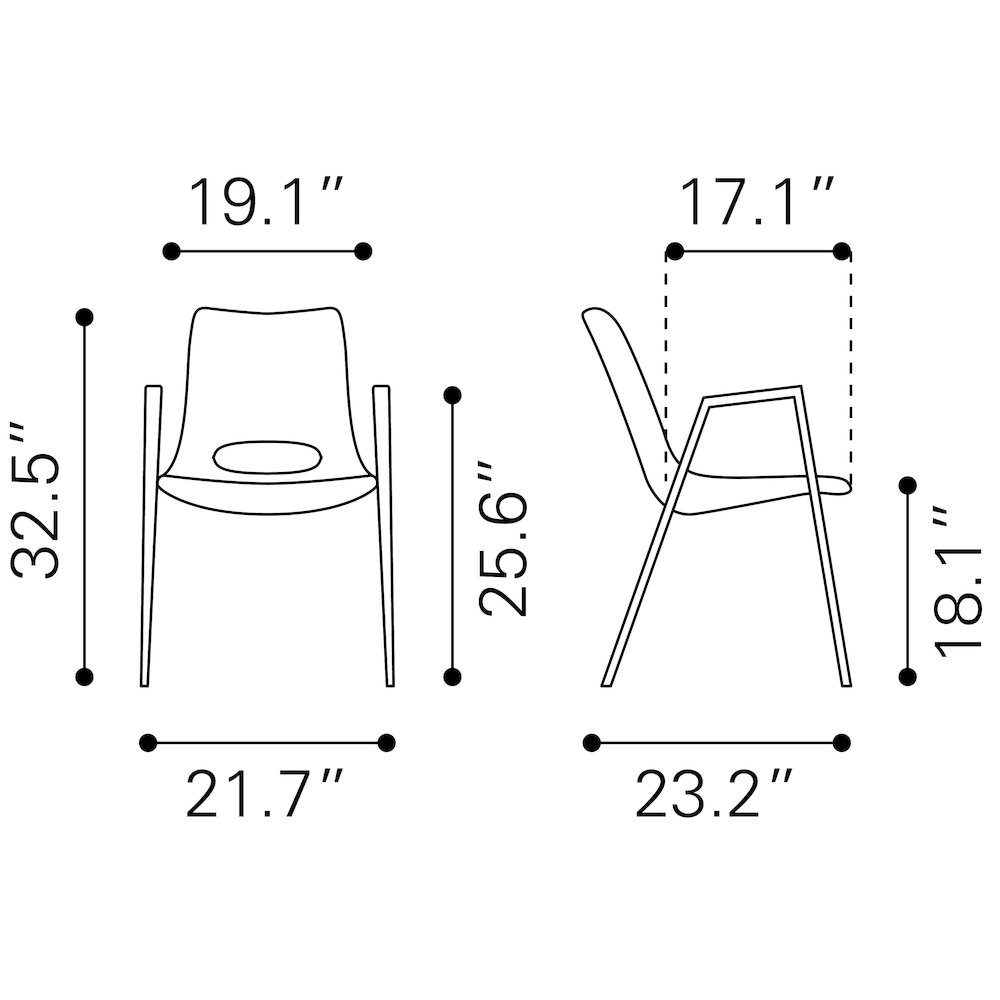 Desi Dining Chair (Set of 2) White & Walnut. Picture 8