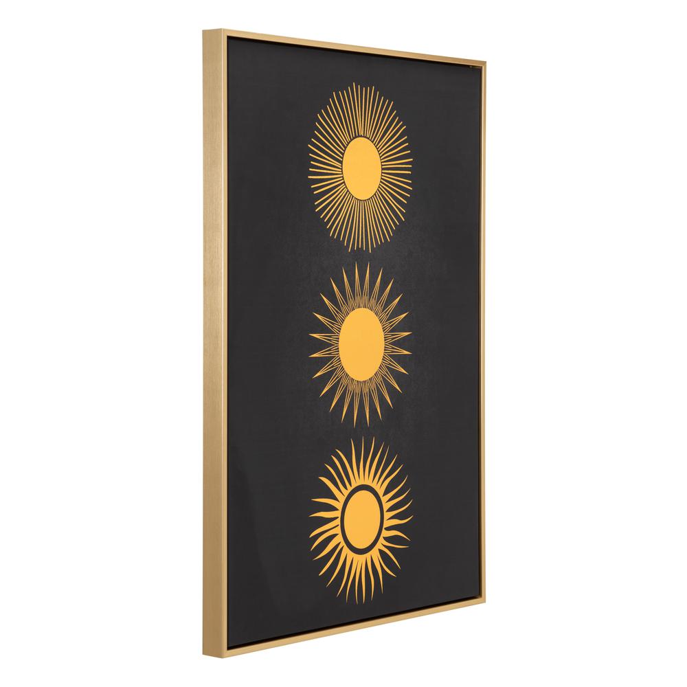 Three Suns Canvas Wall Art Gold & Black. Picture 3