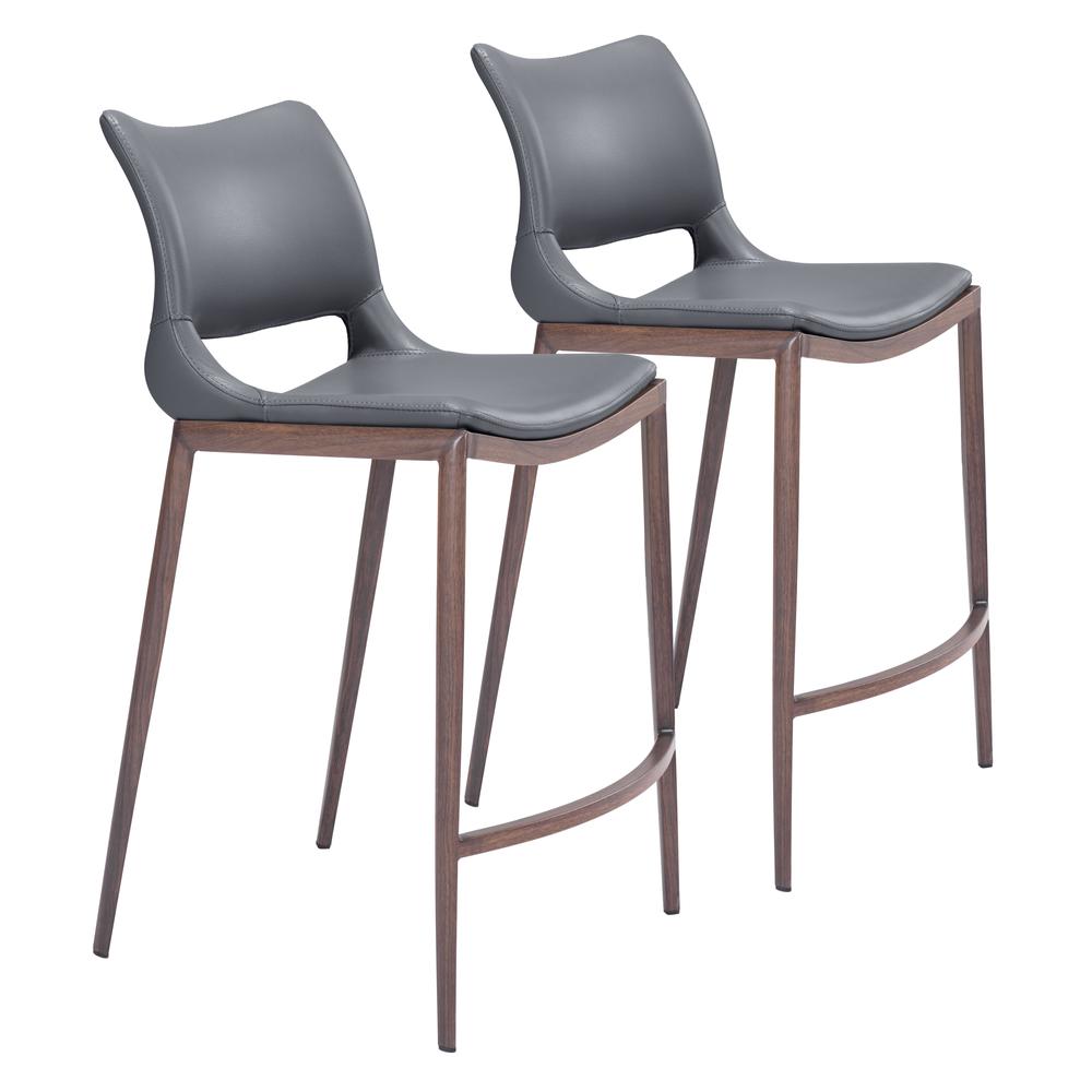 Ace Counter Chair (Set of 2), Dark Gray & Walnut, Belen Kox. Picture 1