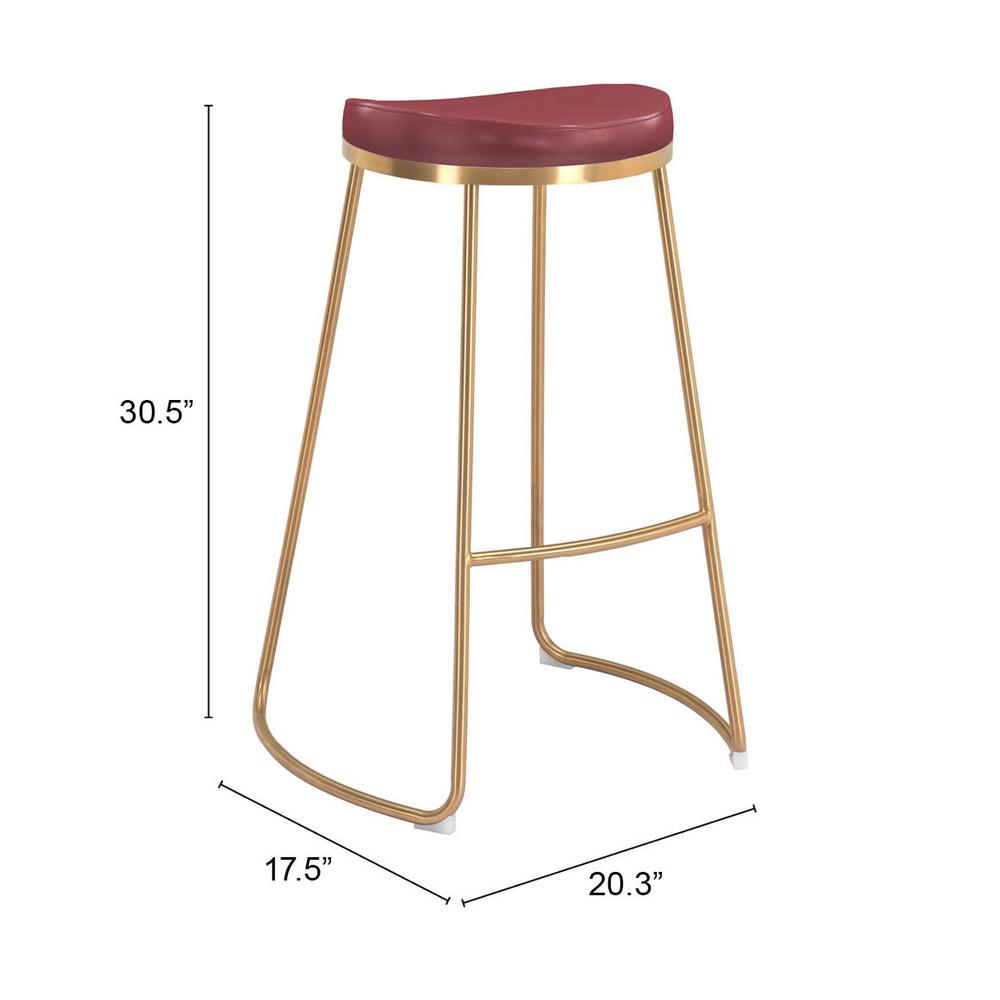 Bree Barstool (Set of 2) Burgundy & Gold. Picture 10