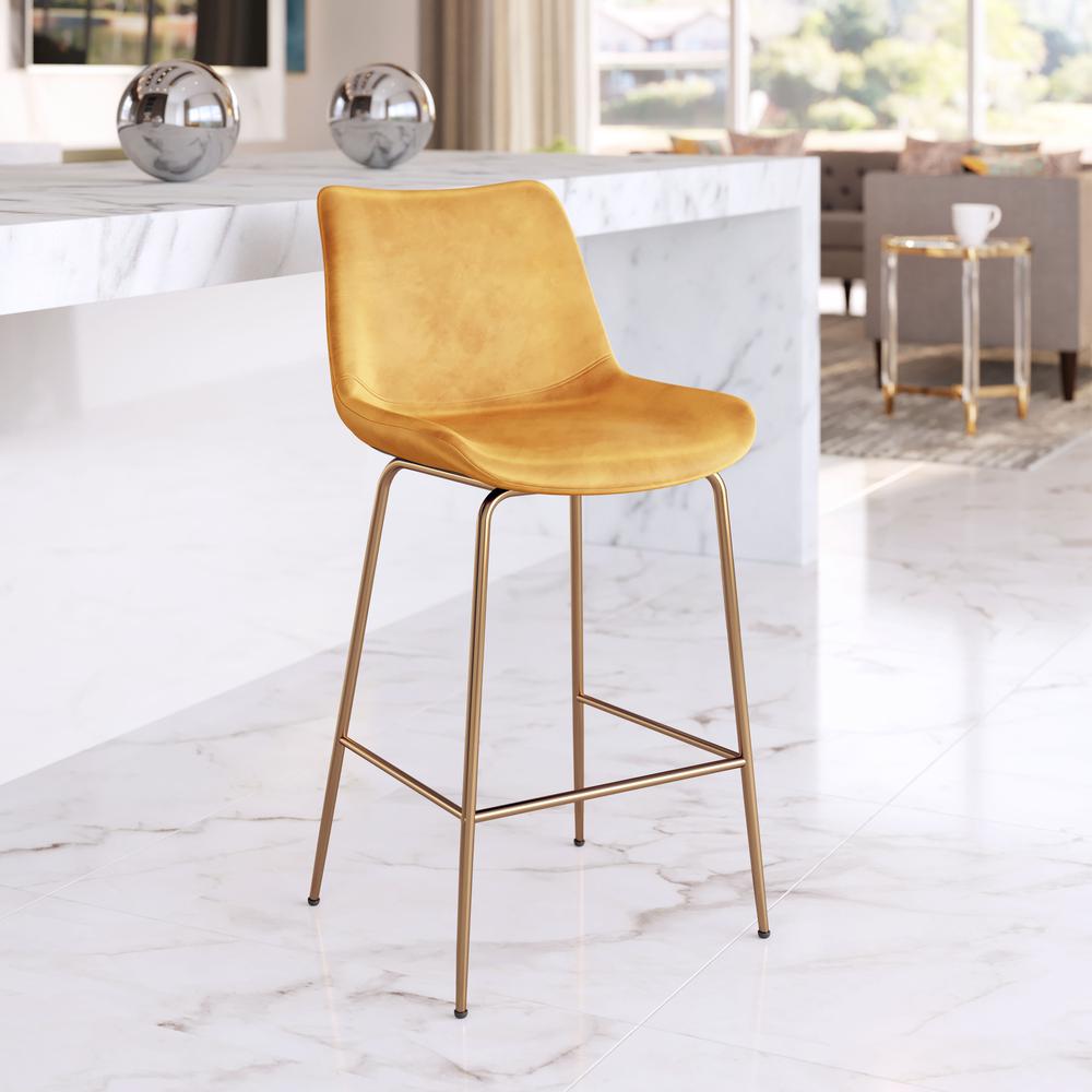 Tony Counter Stool Yellow & Gold. Picture 6