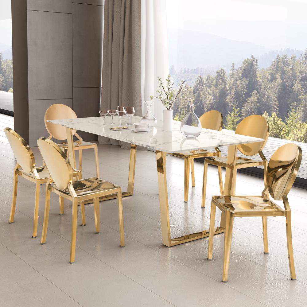 Atlas Dining Table White & Gold. Picture 6