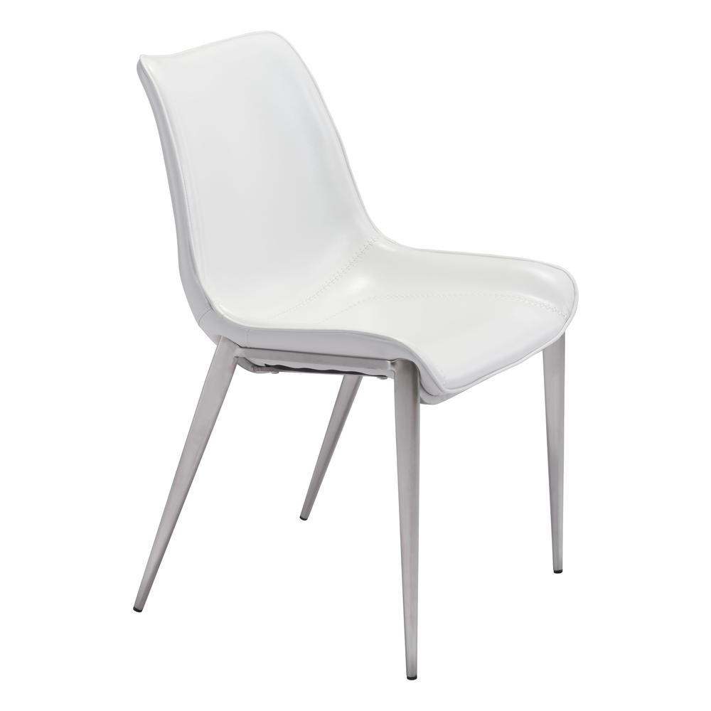 Magnus Dining Chair (Set of 2) White & Silver. Picture 2
