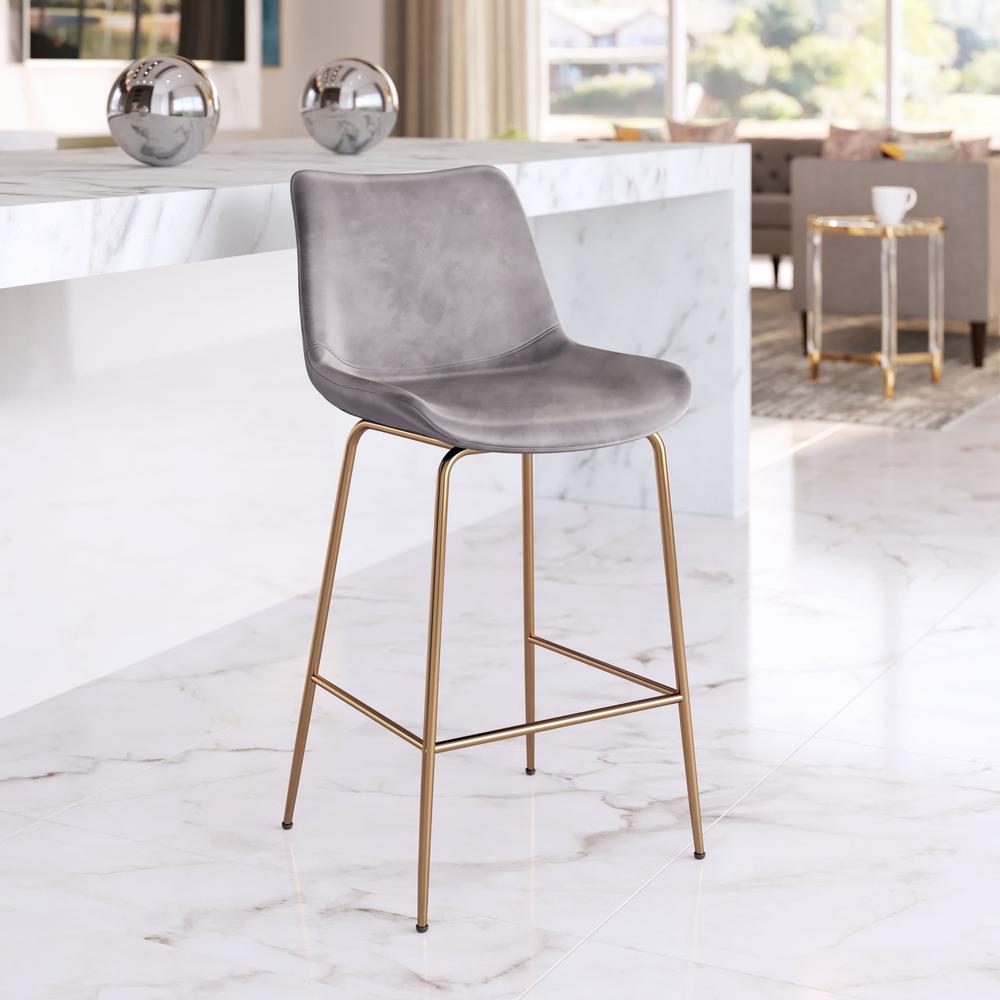 Tony Counter Stool Gray & Gold. Picture 6