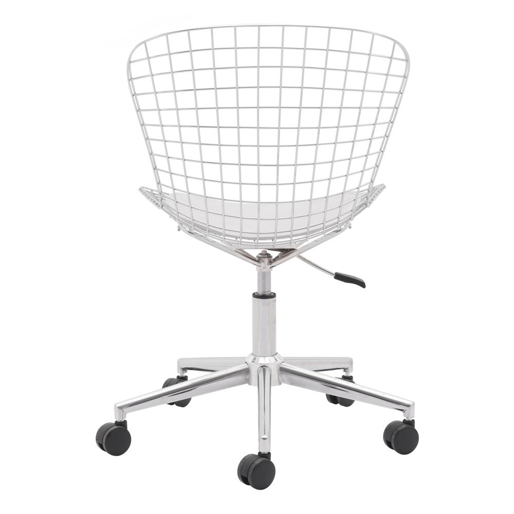 Wire Office Chair Chrome & White Cushion. Picture 4