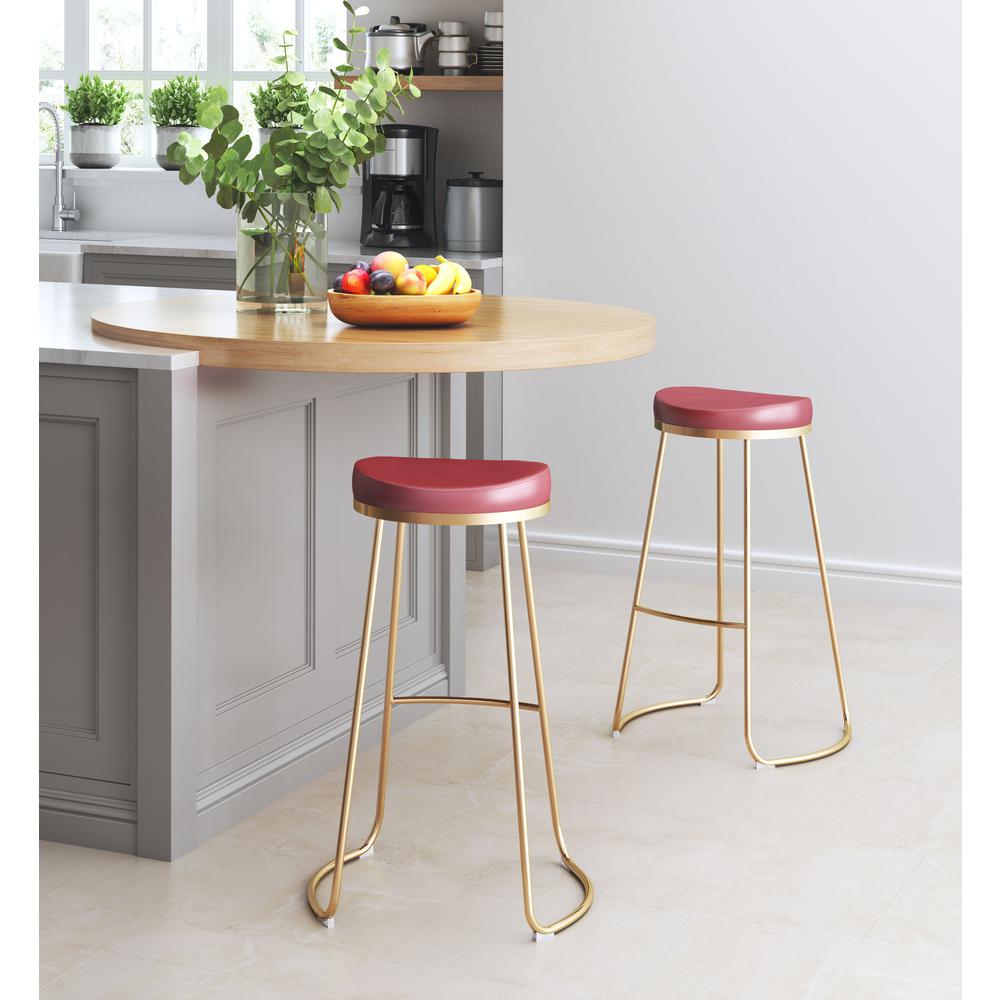 Bree Barstool (Set of 2) Burgundy & Gold. Picture 8