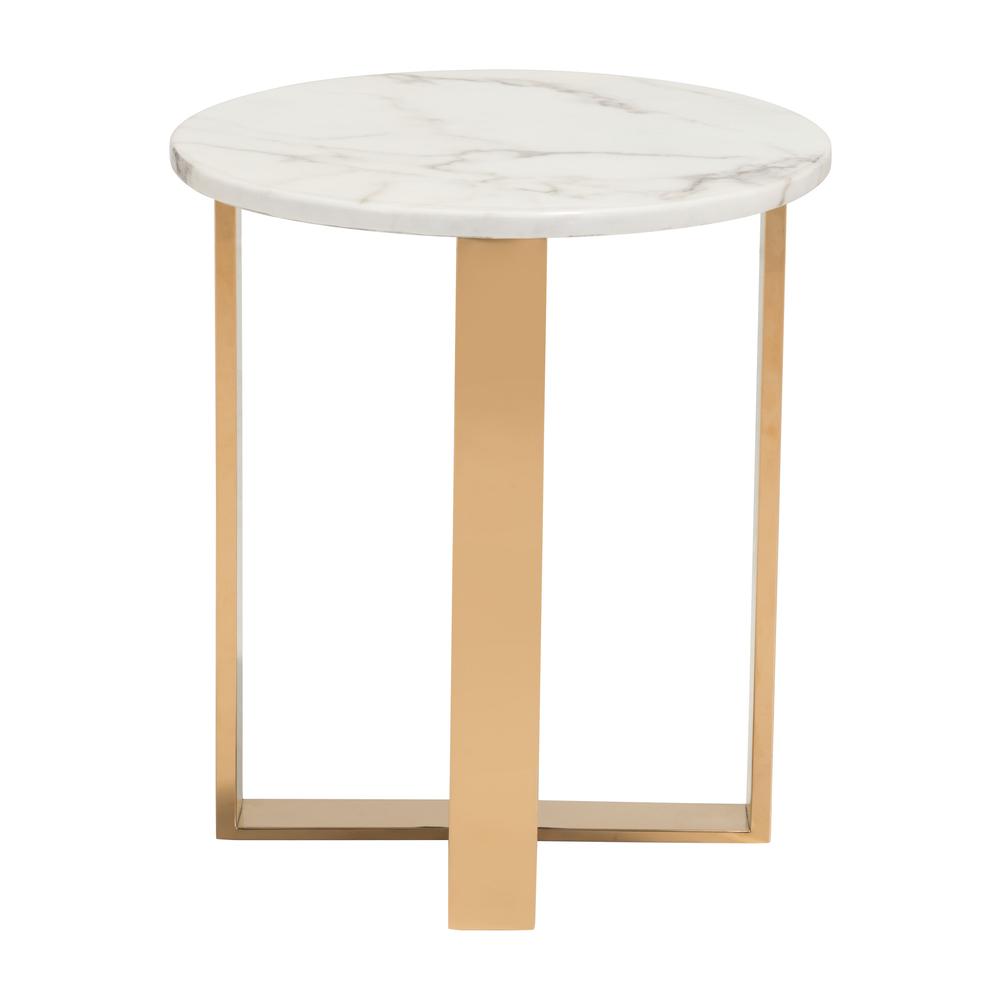 Atlas End Table White & Gold. Picture 2