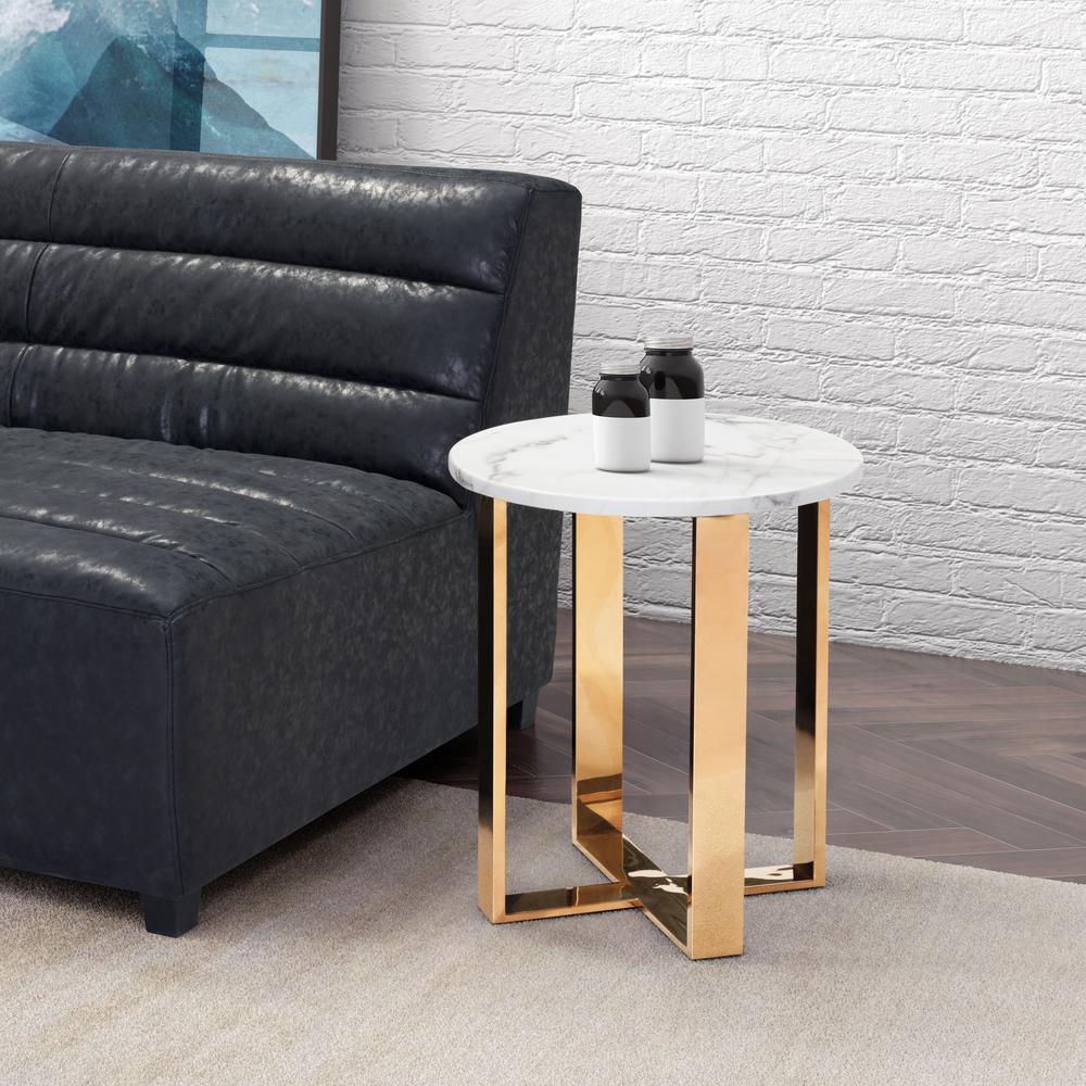 Atlas End Table White & Gold. Picture 6