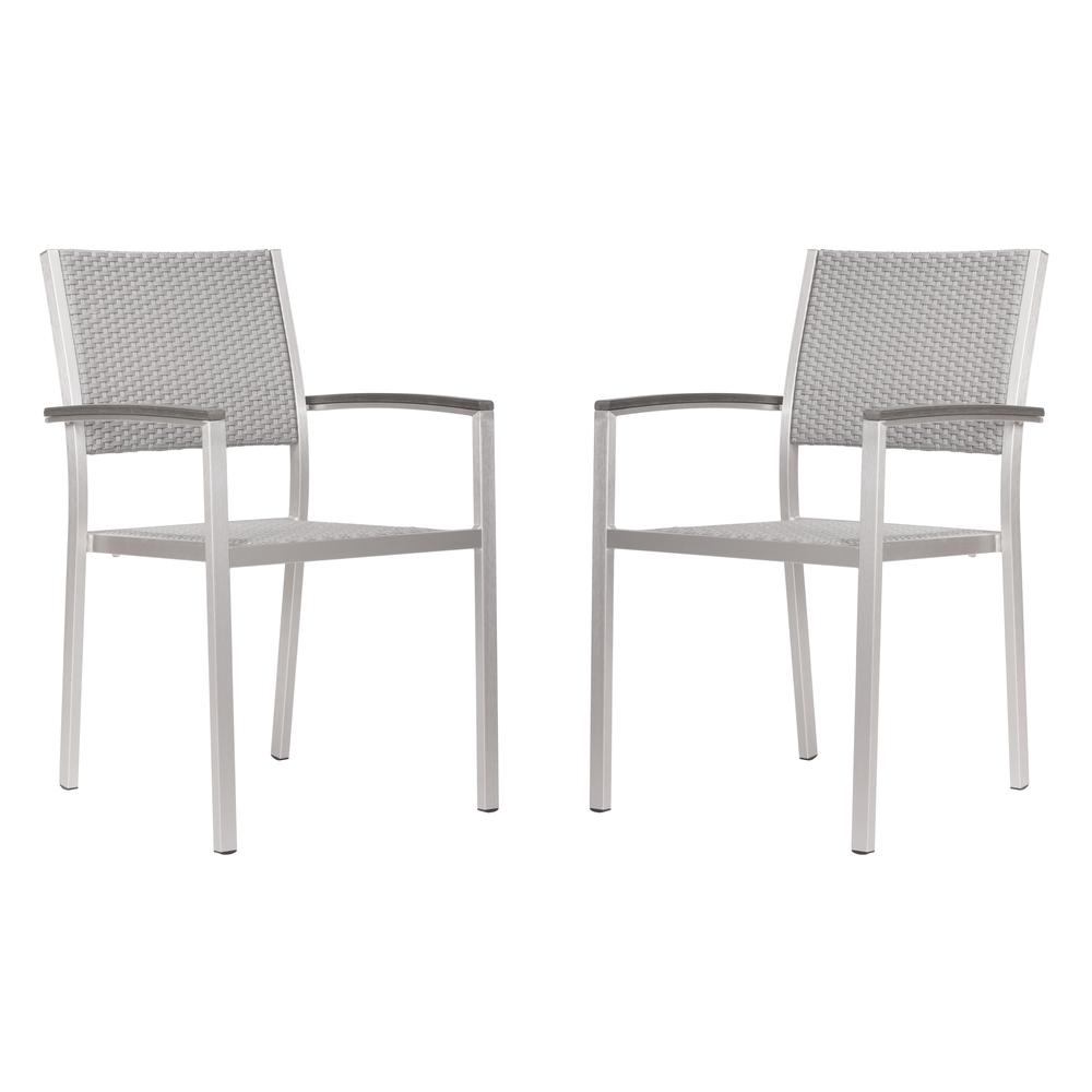 Metropolitan Dining Arm Chair (Set of 2) Gray & Silver. Picture 1