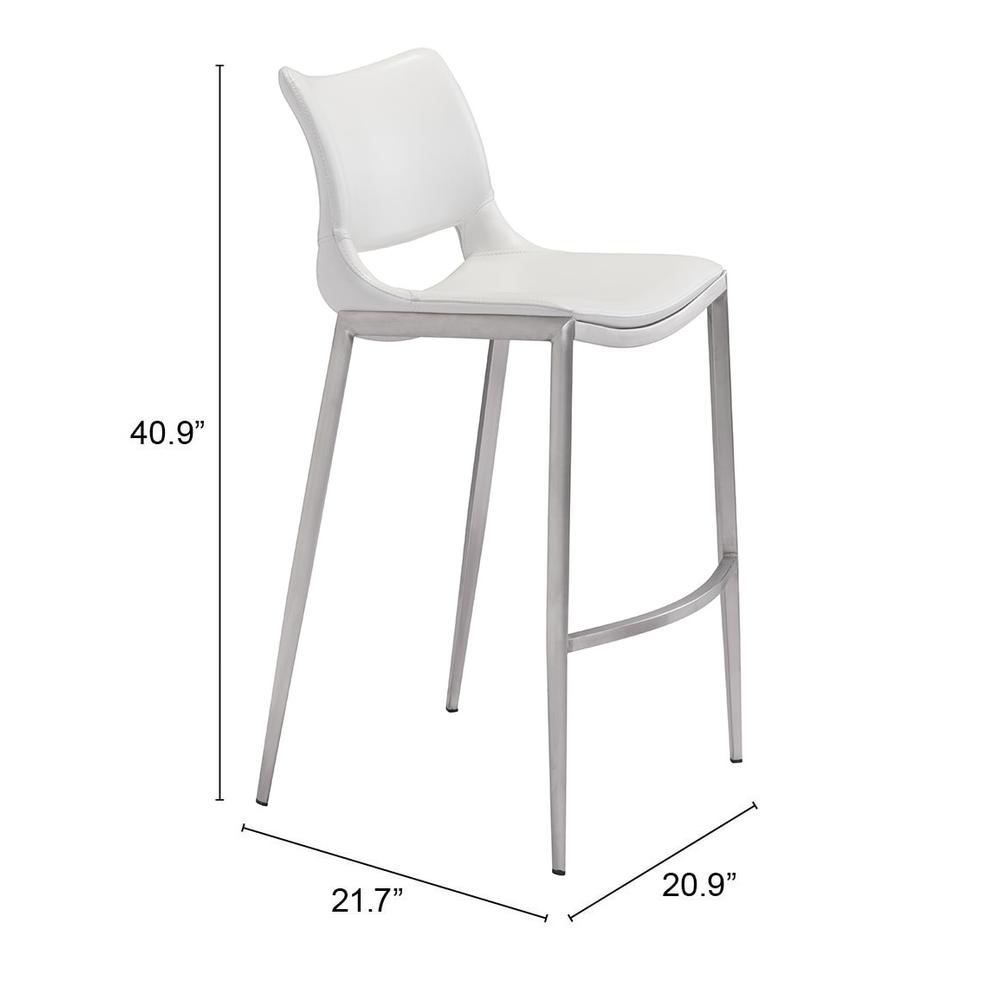 Ace Barstool (Set of 2) White & Silver. Picture 9