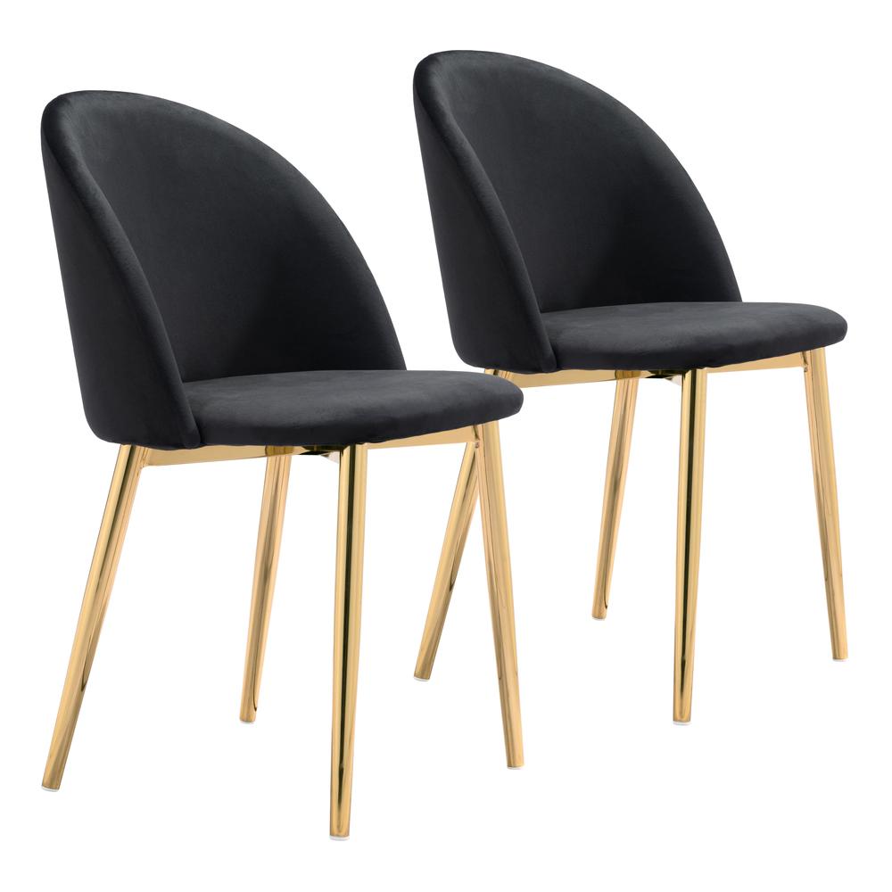 Cozy Dining Chair (Set of 2) Black & Gold. Picture 1
