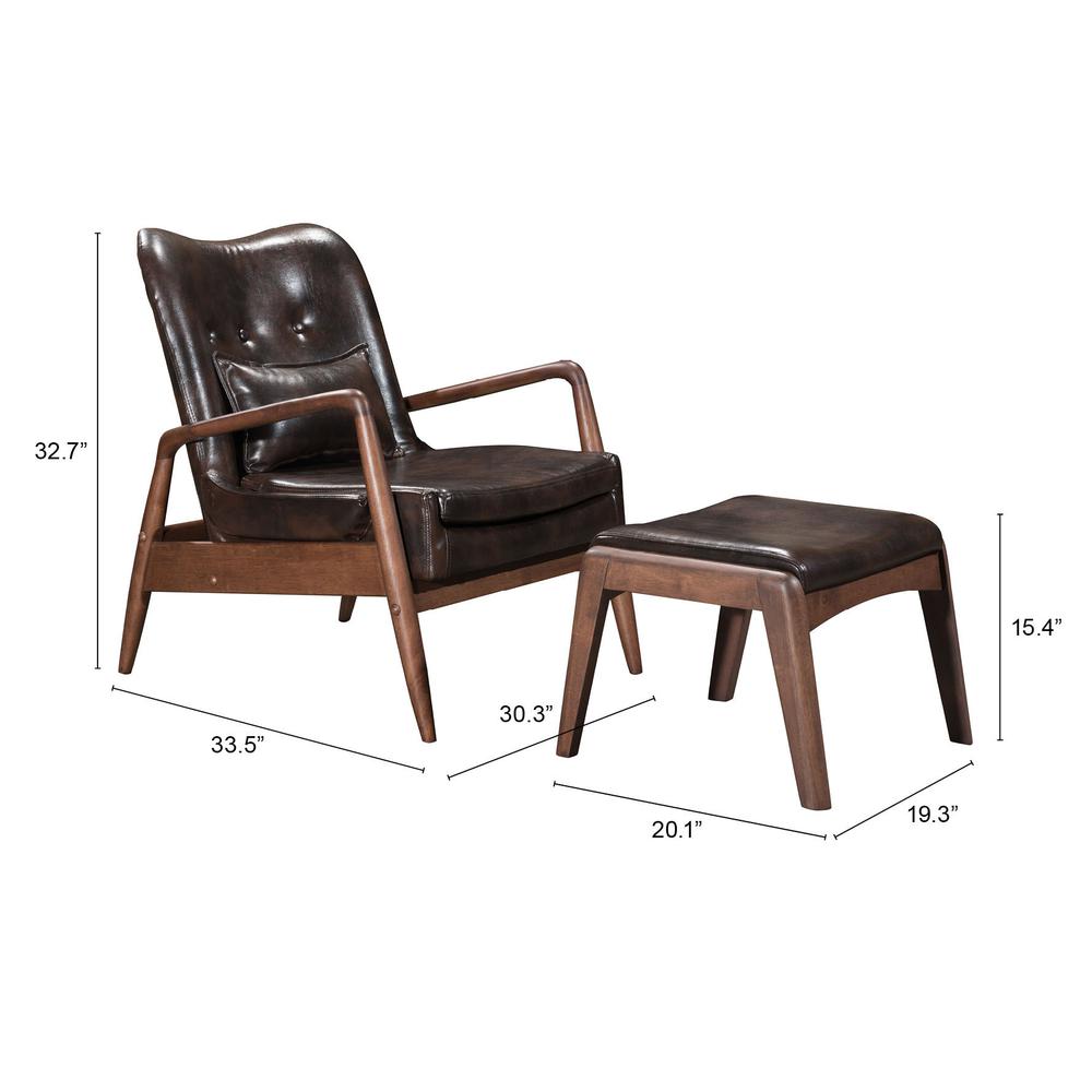 Bully Lounge Chair & Ottoman Brown. Picture 7