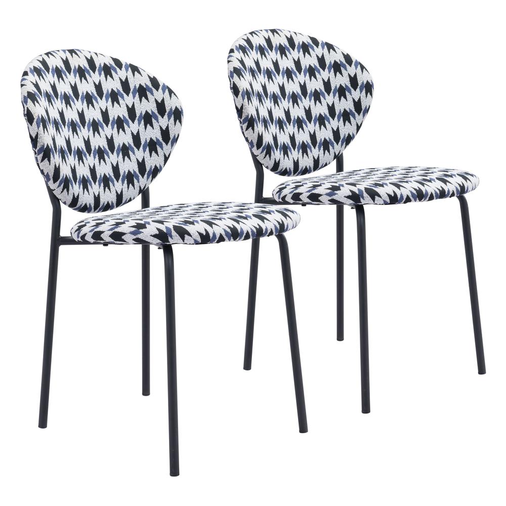 Clyde Dining Chair (Set of 2) Geometric Print & Black. The main picture.