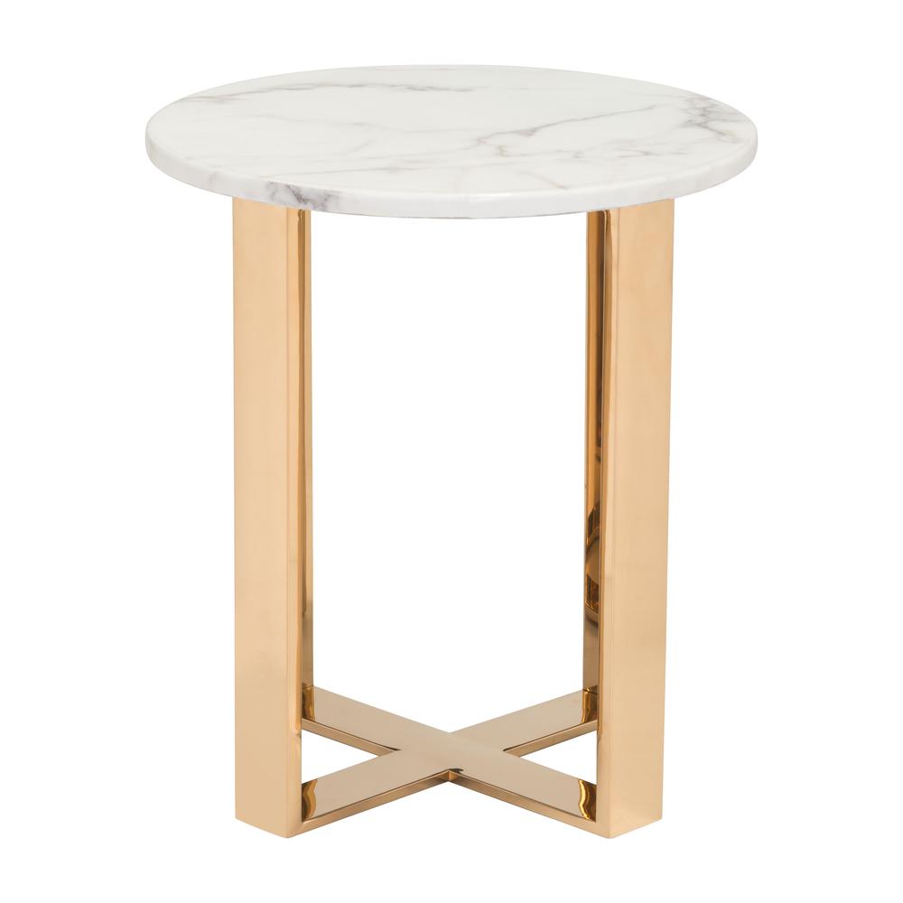 Atlas End Table White & Gold. Picture 3