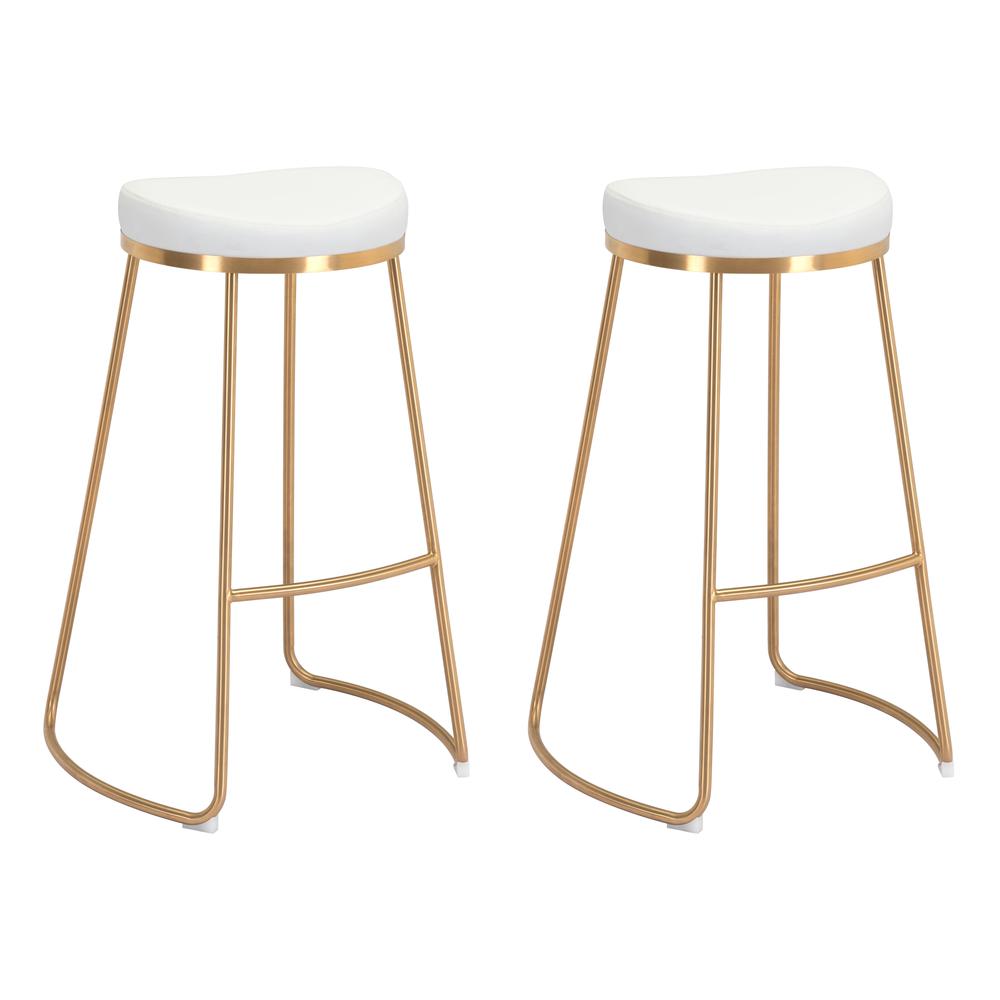 Bree Barstool (Set of 2) White & Gold. Picture 1