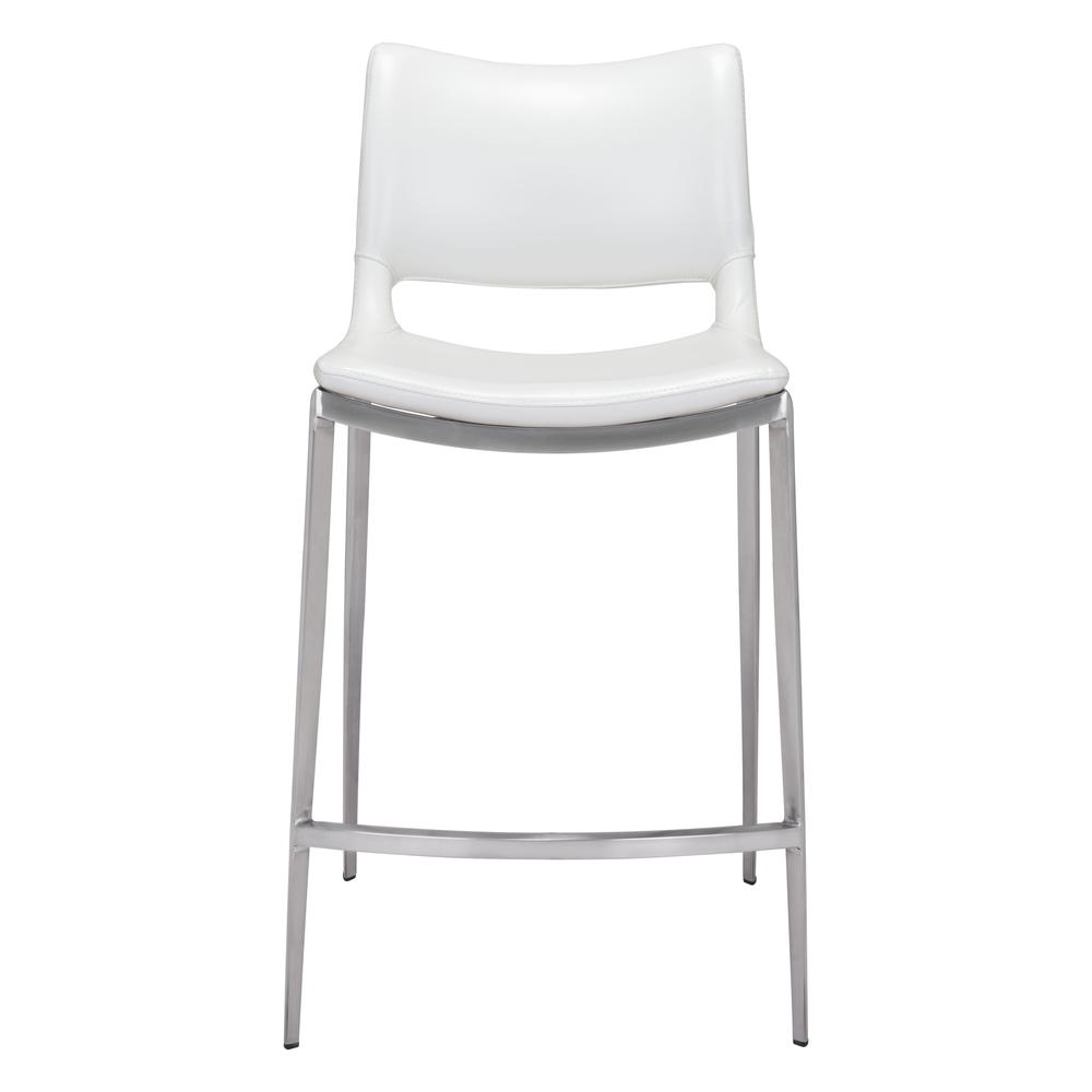 Ace Counter Stool (Set of 2) White & Silver. Picture 4